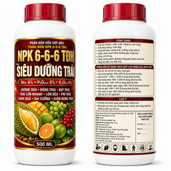 Phân bón hỗn hợp NPK Phân bón NPK 6-6-6 TĐH hiệu Siêu Dưỡng Trái