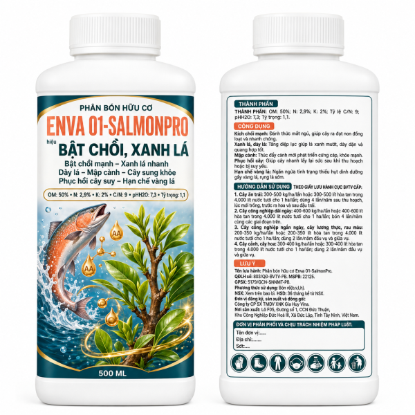 Phân bón hữu cơ Enva 01-SalmonPro hiệu Bật chồi, xanh lá