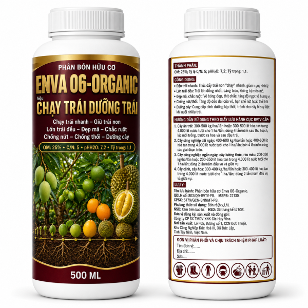 Phân bón hữu cơ Enva 06-Organic hiệu Chạy trái dưỡng trái